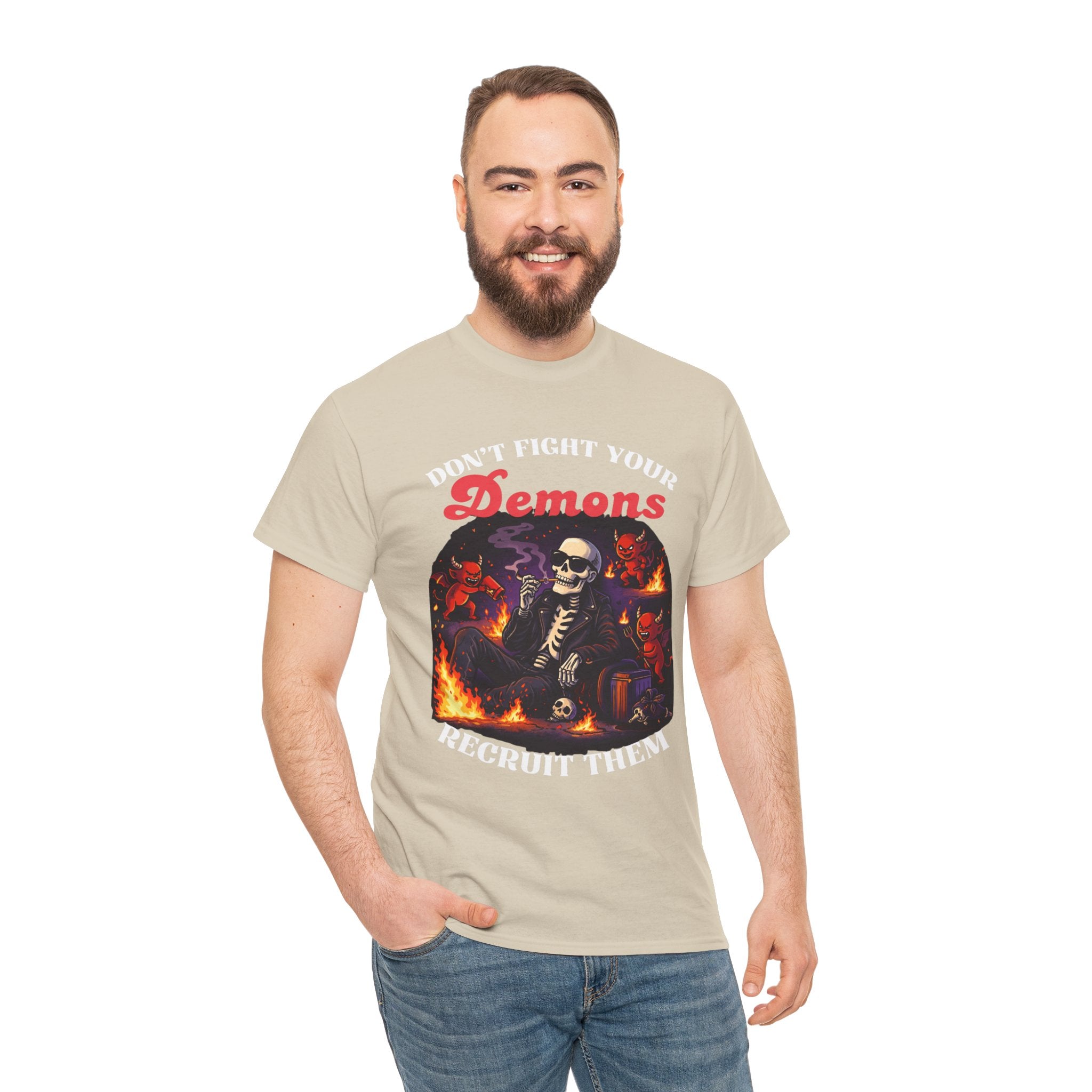 Don't Fight Your Demons Skeleton T-Shirt — Recruit Them Graphic Tee