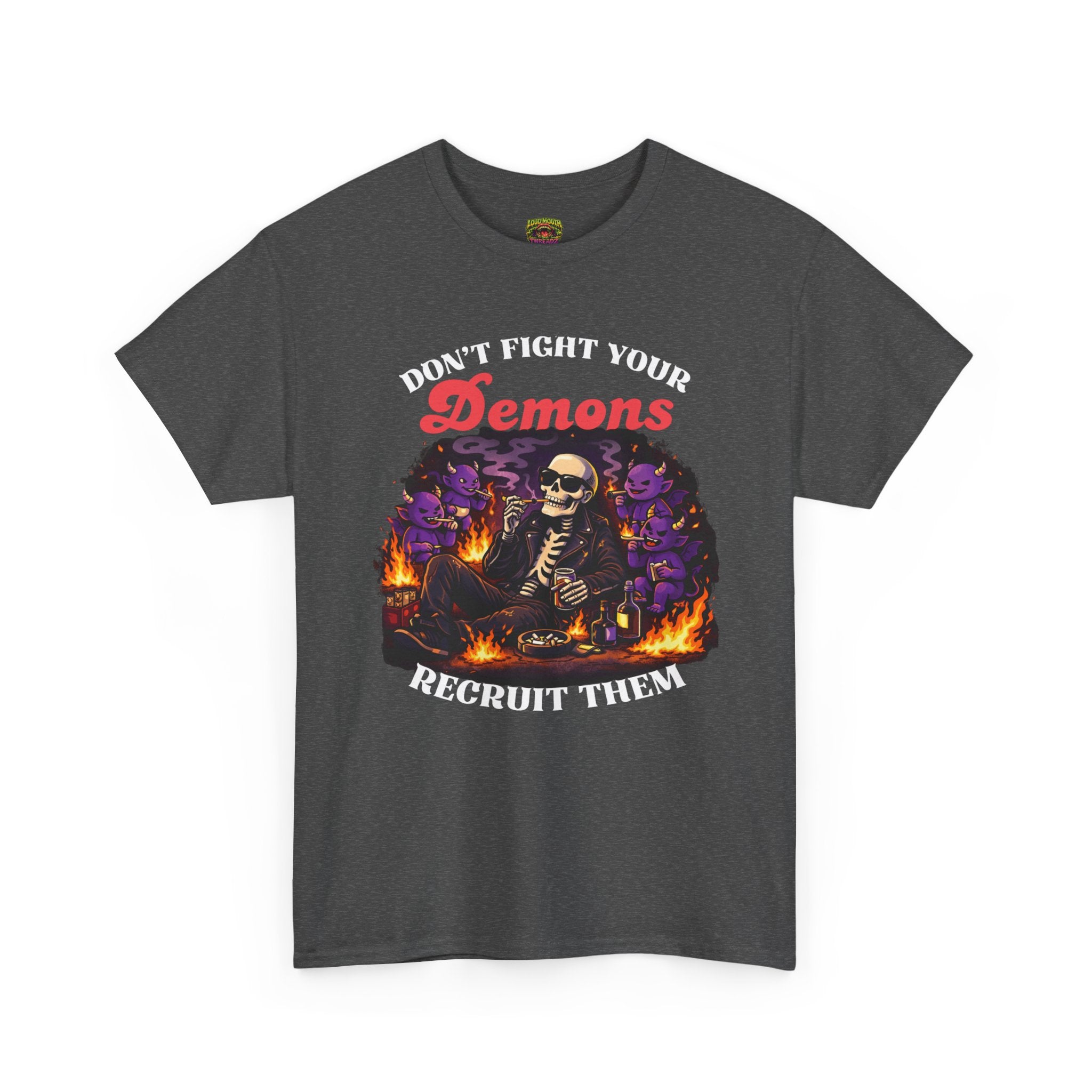 Don’t Fight Your Demons Skeleton Tee — 'Recruit Them' Gothic Horror T-Shirt