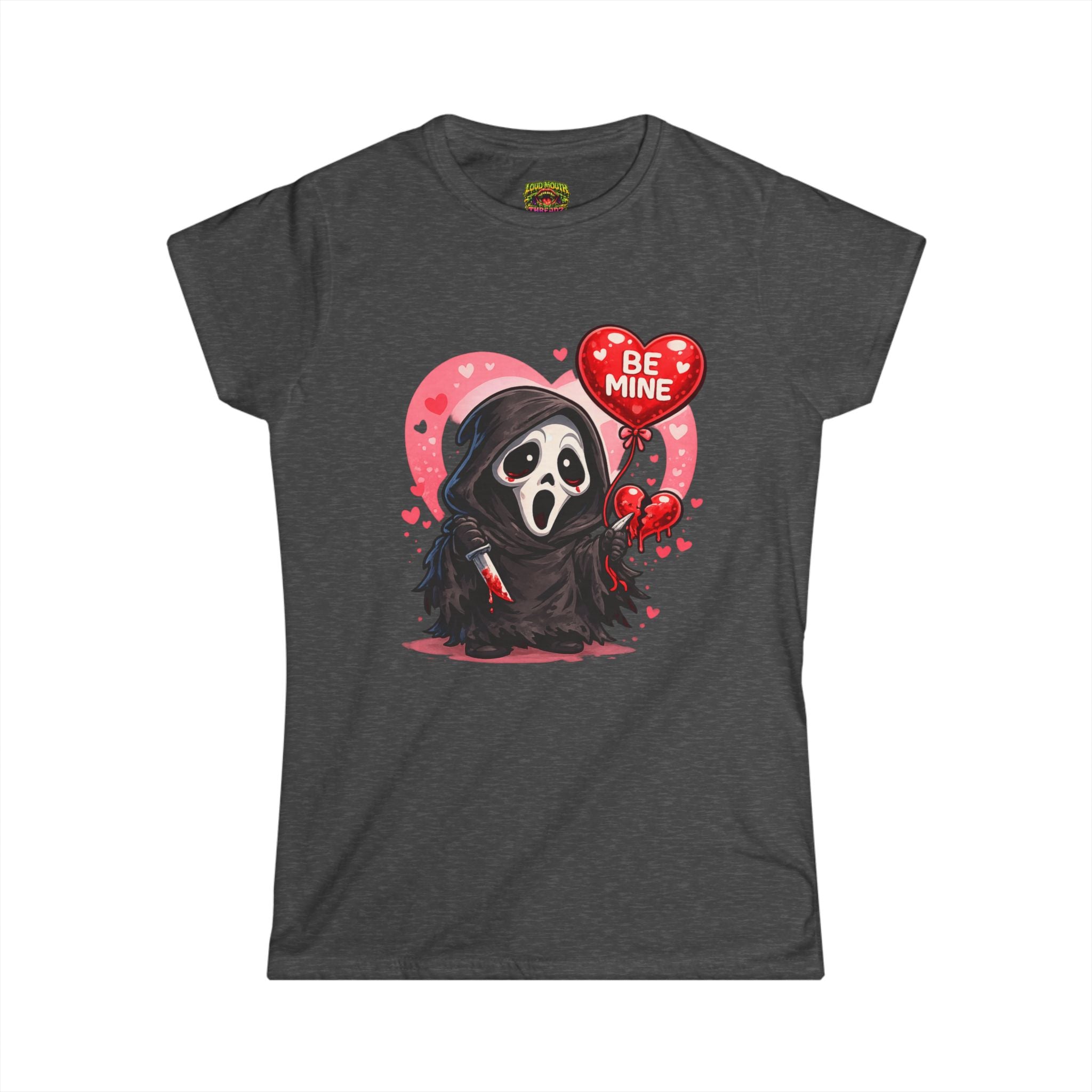 Women's Tee — Cute 'Be Mine' Scream Mask Valentine Graphic