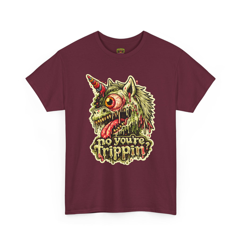 Graphic Tee — 'No You're Trippin' Grotesque Unicorn Skull Shirt
