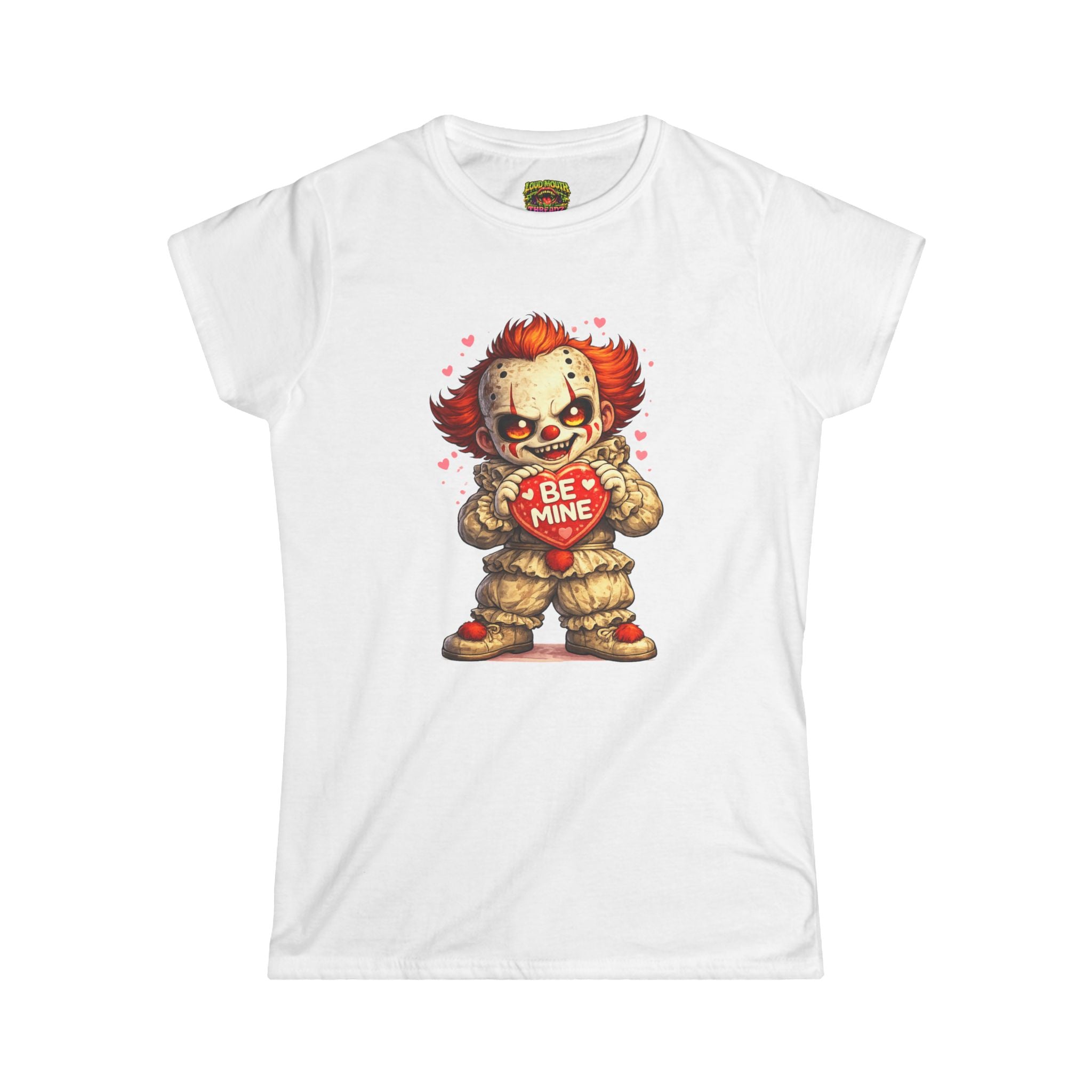 Women's Horror Valentine T-Shirt — 'Be Mine' Killer Clown Graphic Tee