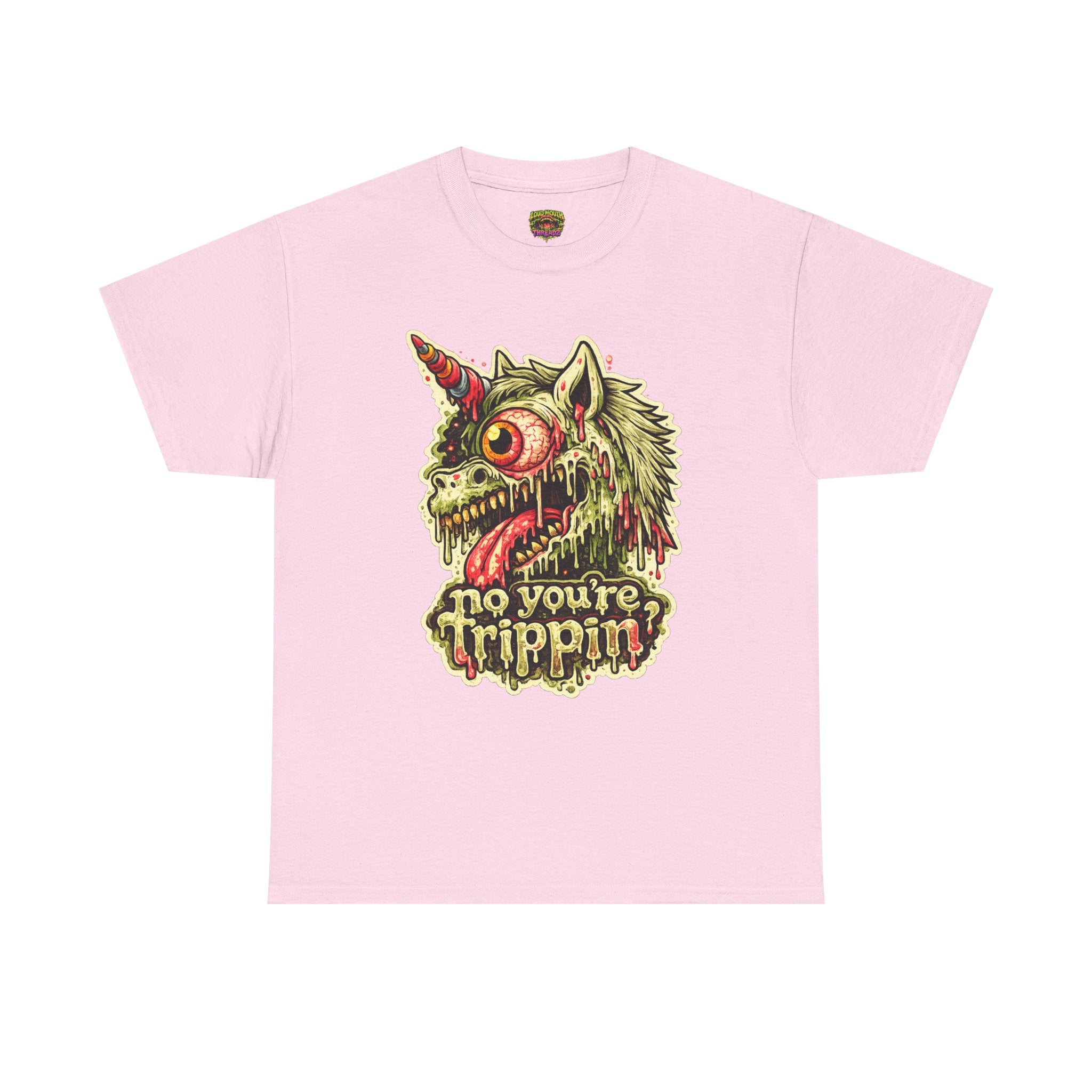 Graphic Tee — 'No You're Trippin' Grotesque Unicorn Skull Shirt